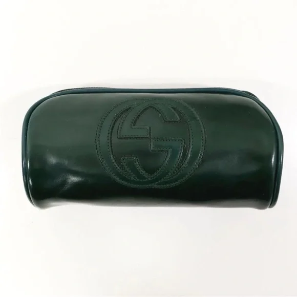 Gucci Emerald Green Leather Cosmetic Case - Picture 2 of 11